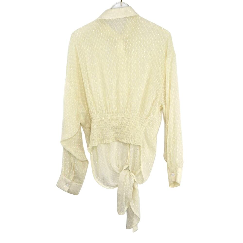 Anthropologie Bishop + Young Harper Tie Waist Blouse Cream Small - Picture 7 of 11